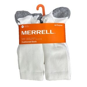 MERRELL  Unisex All Purpose Cushioned Crew Socks 6 Pair M/L Wmn 10-13 Men 9-12